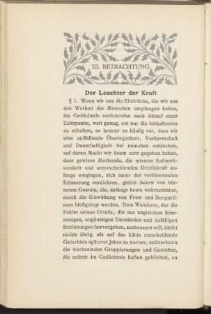 III. Betrachtung - Der Leuchter der Kraft