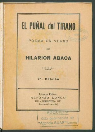 El puñal del tirano : poema en verso