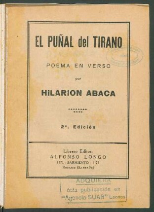 El puñal del tirano : poema en verso