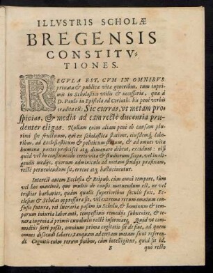 Illustris Scholae Bregensis Constitutiones.