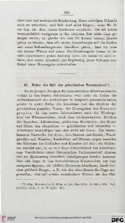 10: Ueber die Zeit der griechischen Vasenmalerei. *)