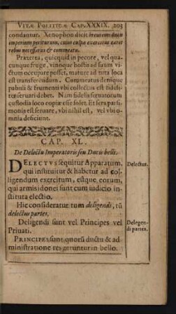 Cap. XL. De Delectu Imperatoris seu Ducis belli.
