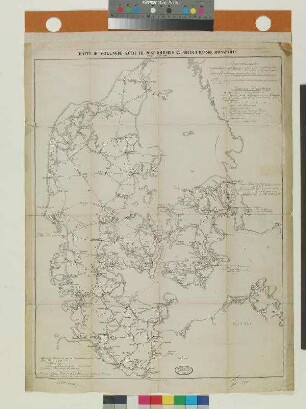 Karte von den Postrouten im Königreich Dänemark