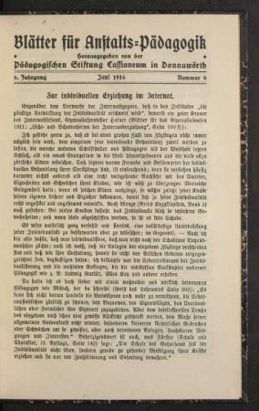 Zur individuellen Erziehung im Internat