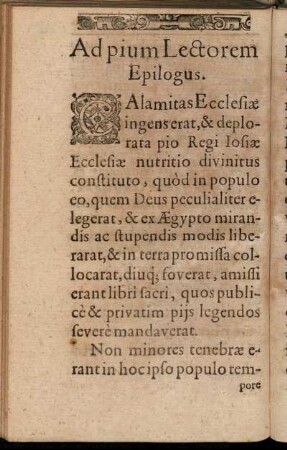 Ad pium Lectorem Epilogus.