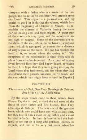 Chapter XLI. The servant of God, Don Fray Domingo de Salacar, first bishop of the Philippinas
