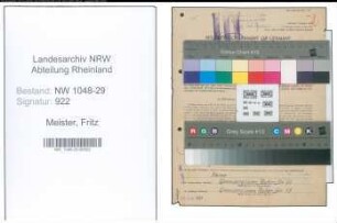Entnazifizierung Fritz Meister , geb. 10.10.1903 (Beamter)
