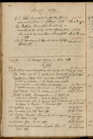 Ex Catalogo librorum - p Spirae. 1789