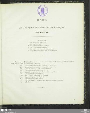 II. Theil. Die wichtigsten Hilfsmittel zur Bestimmung der Windstärke