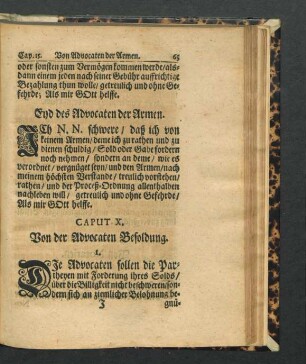 Caput X. Von der Advocaten Besoldung.