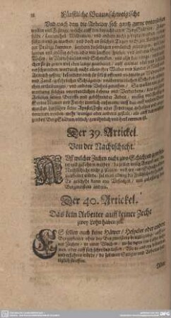 Der 39. Artickel. Von der Nachtschicht.