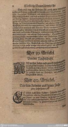 Der 39. Artickel. Von der Nachtschicht.