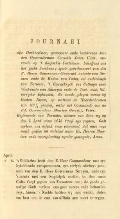 Journael ofte Dachregister, geanoteert ende beschreven door den Opperstierman Cornelis Jansz. Coen, ...