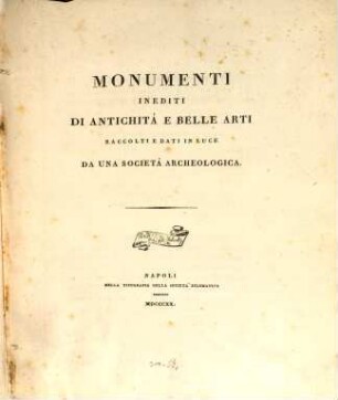 Monumenti inediti di antichità e belle arti