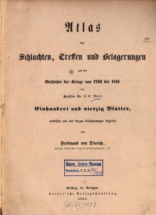 Atlas der Schlachten, Treffen und Belagerungen aus der Geschichte der Kriege von 1792 bis 1815. 2, [Begleittext]