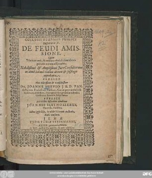 Collegii Feudalis Publici Disputatio V. De Feudi Amissione