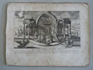 Guckkastenbild mit Tempel Machomet