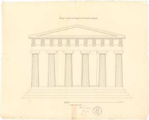 Ziebland, Georg Friedrich; Agrigent (Akragas / Agrigentum, Sizilien); Tempel der Concordia - Giebelseite (Ansicht)