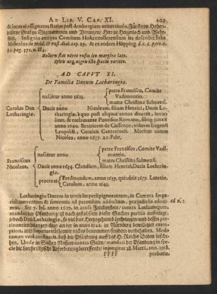 Ad Caput XI. De Familia Ducum Lotharingiae.
