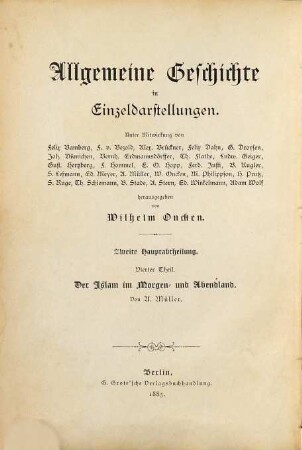 Der Islam im Morgen- und Abendland, 1