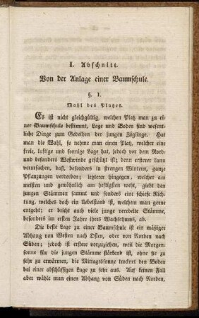 I. Abschnitt. Von der Anlage einer Baumschule