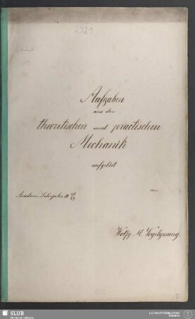Aufgaben aus der theoretischen und practischen Mechanik - 18.7596 2.
