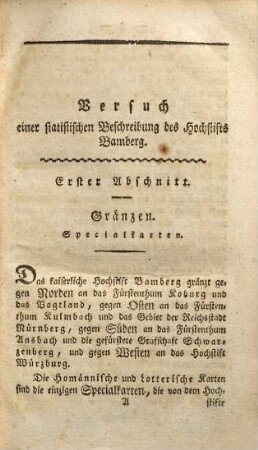 Versuch einer statistischen Beschreibung des Kaiserlichen Hochstifts Bamberg. 1