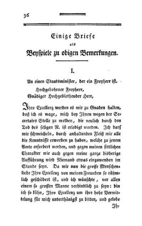 Einige Briefe als Beyspiele zu obigen Bemerkungen.