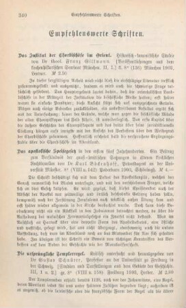 340-349 Empfehlenswerthe Schriften