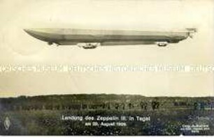 Der Zeppelin III. bei der Landung in Tegel