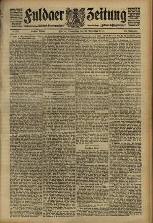 Erste Ausgabe vom Donnerstag, den 23. November 1911.