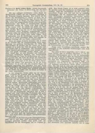 473-475 [Rezension] Luther, Martin, Werke; Briefwechsel I. Bd.