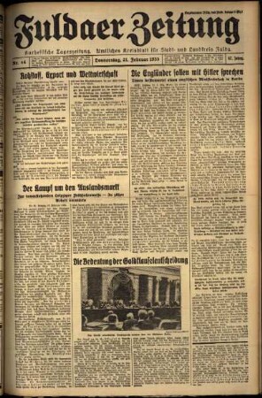 Erste Ausgabe vom Donnerstag, den 21. Februar 1935.
