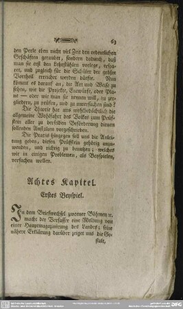 Achtes Kapitel. Erstes Beyspiel