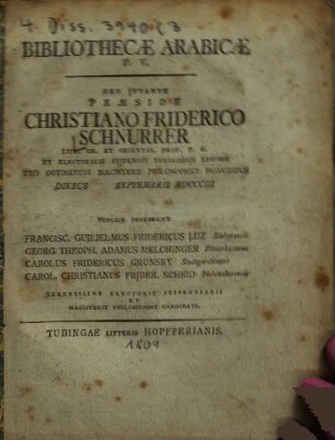 Bibliothecæ Arabicæ Specimen, P. V.