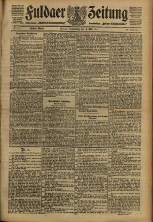 Erste Ausgabe vom Donnerstag, den 04. Mai 1911.
