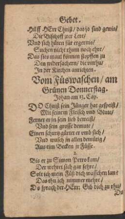 Vom Füswaschen/ am Grünen Donnerstag.
