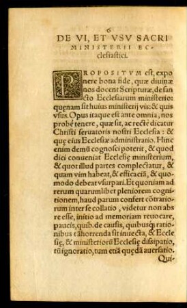 De Vi, Et Usu Sacri Ministerii Ecclesiastici.