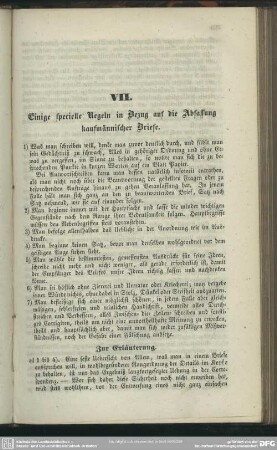 VII. Einige specielle Regeln in Bezug auf die Abfassung kaufmännischer Briefe