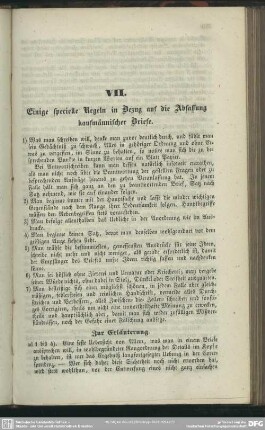 VII. Einige specielle Regeln in Bezug auf die Abfassung kaufmännischer Briefe