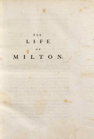 The Life of John Milton : with Conjectures on the origin of Paradise Lost ; (Appendix, containing extracts from the Adamo of Andreini: with an Analysis ...)