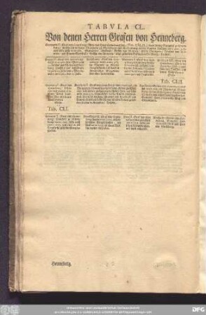 Tabula CL. Von denen Herren Grafen von Henneberg.