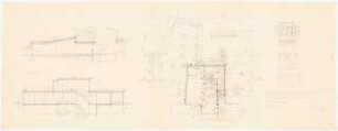 Arzthaus Prof. Bernhardt, Berlin-Charlottenburg: Grundriss Kellergeschoss, Schnitte 1:100