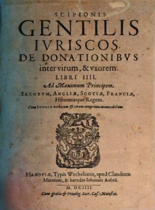 De donationibus inter virum et uxorem : libri IV