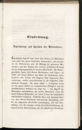 Einleitung. Begränzung und Epochen des Mittelalters.