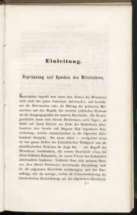 Einleitung. Begränzung und Epochen des Mittelalters.