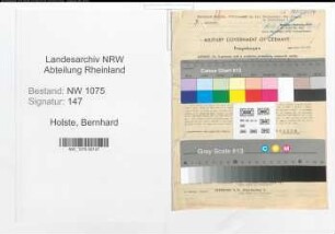 Entnazifizierung Bernhard Holste , geb. 06.02.1908 (Lehrer)