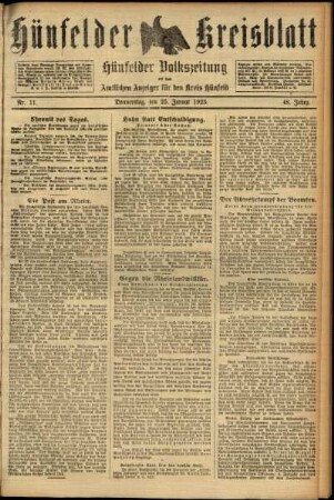 Ausgabe vom Donnerstag, den 25. Januar 1923.