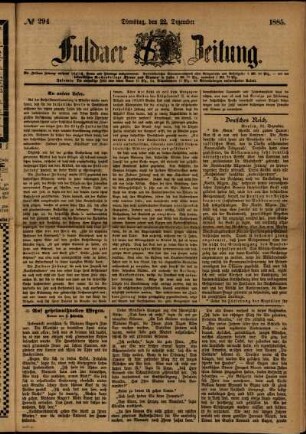 Ausgabe vom Dienstag, den 22. Dezember 1885.