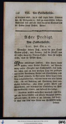 Achte Predigt.